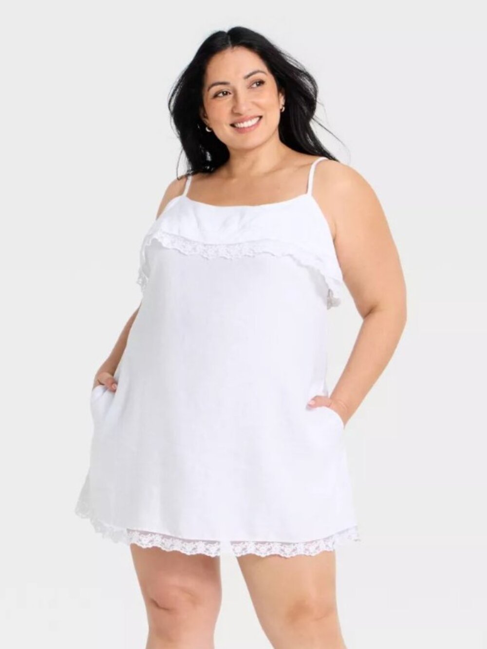 Universal Thread White Western Lace Trim Sun Dress Straps Cover Up NWT 4X. - Picture 1 of 3